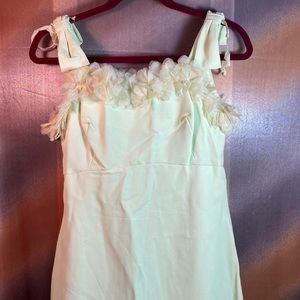 Vintage 60’s‎ chiffon sleeveless shift dress chartreuse green. 32” chest 125